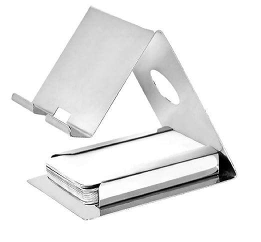 Stainless steel mobile stand with card holder - HalfPe