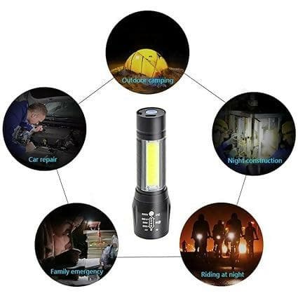 LED Rechargeable Tactical Flashlight 3 Modes USB ChargingBuilt-in 14500 Battery with USB Cable Storage Box - HalfPe