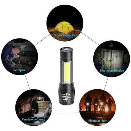 LED Rechargeable Tactical Flashlight 3 Modes USB ChargingBuilt-in 14500 Battery with USB Cable Storage Box - HalfPe