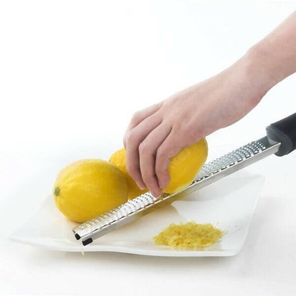 P-Plus International Stainless Steel, Plastic Lemon Zester & Cheese Grater (Black) - HalfPe