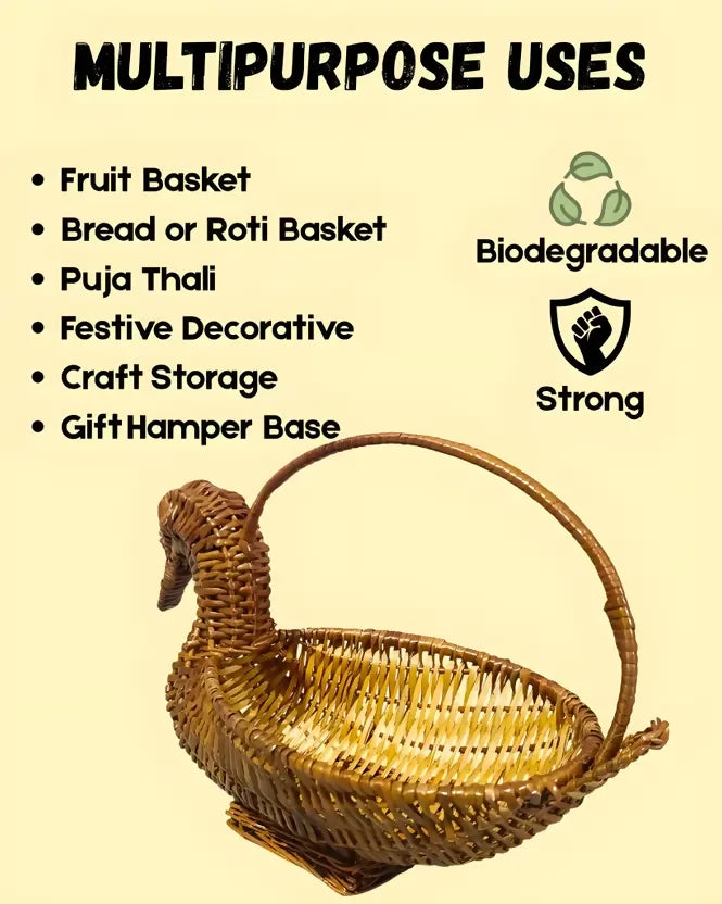 The Taurus Threads Swan-Shaped Bamboo Fruit & Vegetable Basket – Gold JPS PRODUCTS (ACHSA)