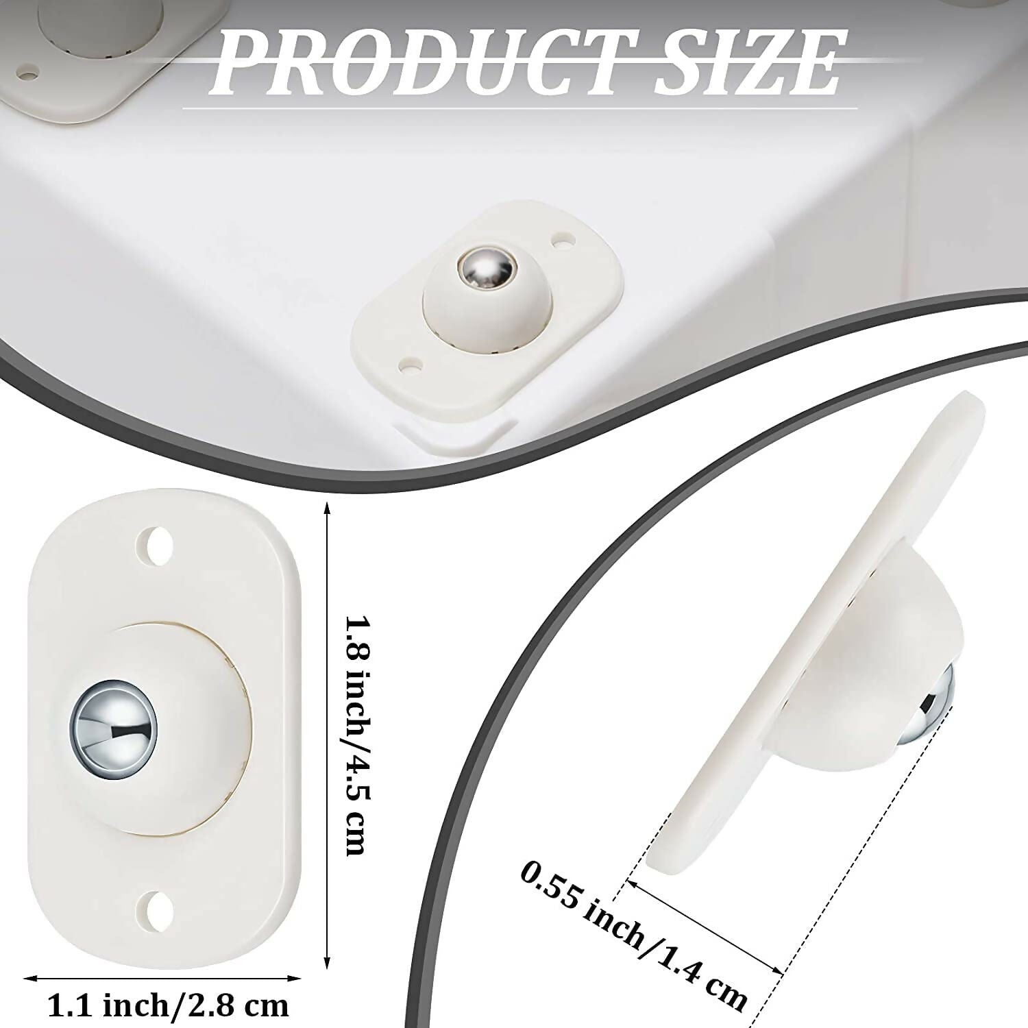 4Pcs Self-Adhesive Mini Swivel Caster Wheels 360° Rotating Universal Wheels for Storage Boxes, Drawers & Furniture Easy Stick-On Rollers for Smooth Movement