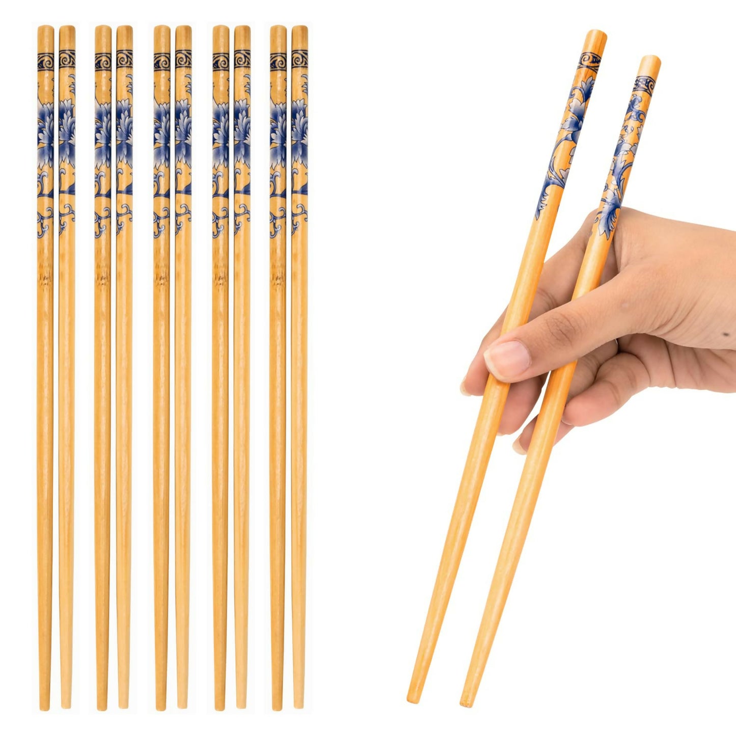 5 Pairs Natural Bamboo Reusable Chopsticks for Sushi, Noodles, Fried Rice222