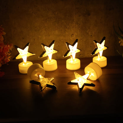 Decorative Star Shaped Flameless LED Candles with  Flickering Light for Home Décor (12 Pc)