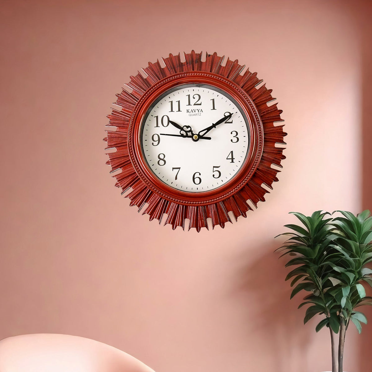 Wooden Look Designer Wall Clock Plastic Decorative Latest Wall Clock Battery Operated Round Easy To Read For Roomhomekitchenbedroomofficeschool HP DD