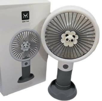 Portable Rechargeable USB Mini Hand Fan With Stand Holder (Grey White) - HalfPe