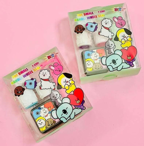 Unicorn Handle Wheel Roller Stamp With Inkpad Diary Stamp Set - HalfPe