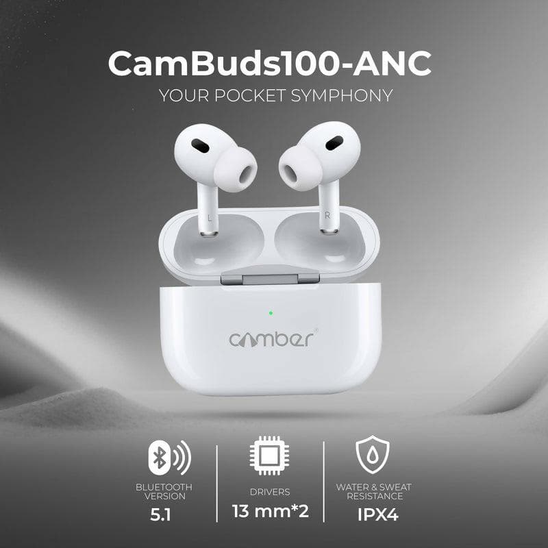 CamBuds100-ANC Bluetooth Earbuds with ANC, ENC, Touch Controls, Voice Assistant and IPX4 Water Resistant(Sky Blue) - HalfPe