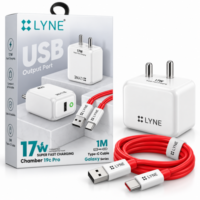 LYNE Chamber 19C Pro 17W Super Fast Charger with USB Output & 1M Type-C Cable