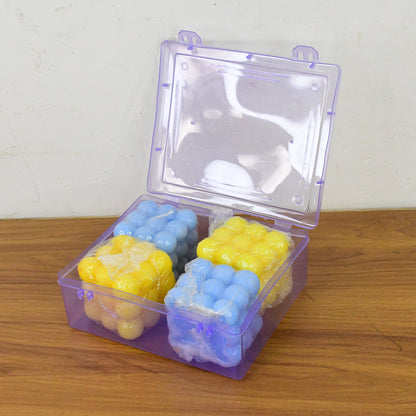 Set of 4 Colorful Cube Shaped Wax Candles – Decorative Ball Candles in Blue and Yellow for Home and Festival Decoration