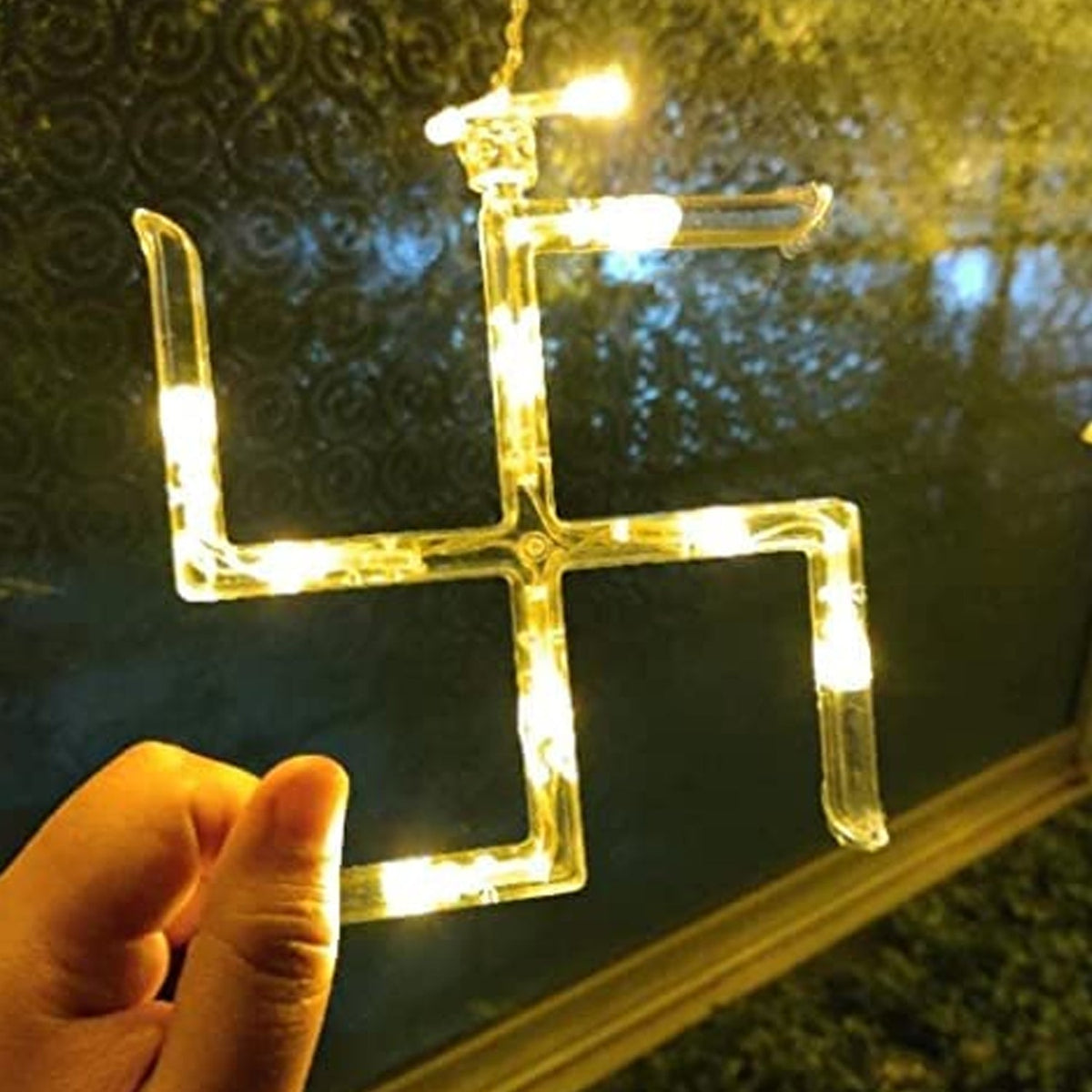 Swastik Om Curtain Decorative Lights String Lights With 12 Hanging Props138 Led Diwali Decoration Items For Home Decor Night Light Room Lights For Bedroom Balcony Decor. HP DD