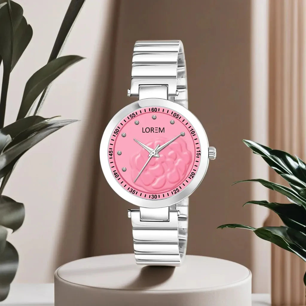 LOREM Pink Fancy Analog Watch For Women LR318