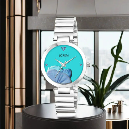 LOREM Sky Blue Flower Designer Analog Watch For Women LR310