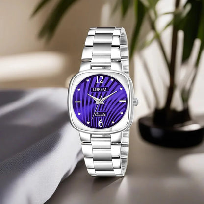 LOREM Purple Abstract Floral Analog Watch For Women LR309