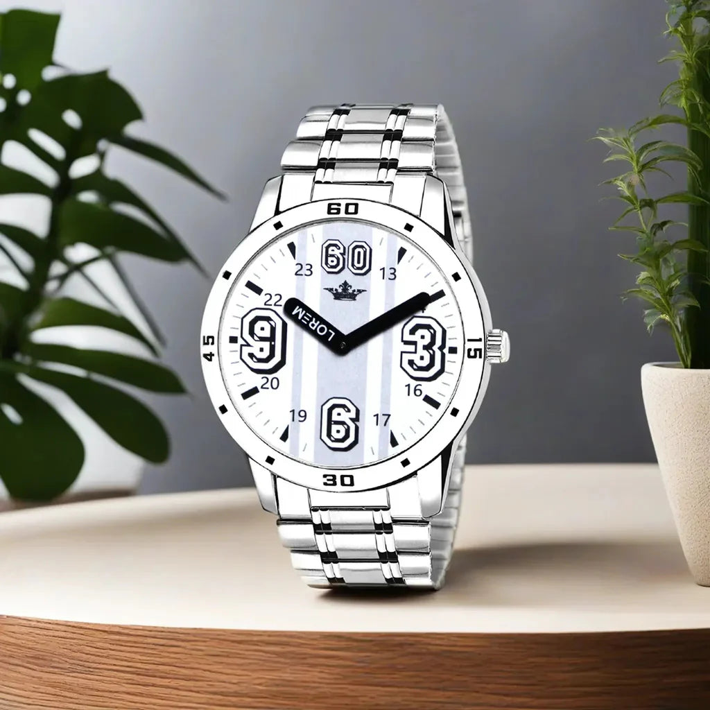 LOREM White Professional Look Analog Watch For Men (LR111)