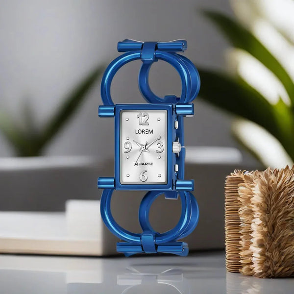LOREM Blue Trending Square Braclet Analog Watch For Women LR296