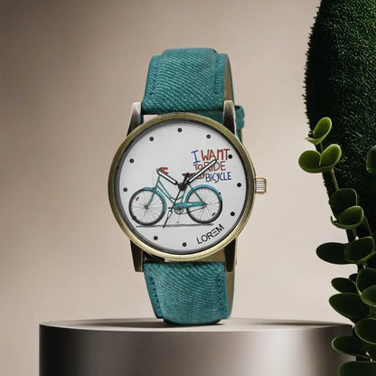 LOREM White Bicycle Analog Watch For Women LR229