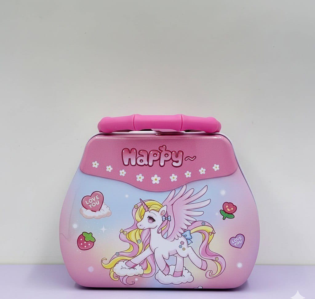 Cute Cartoon Metal Money Box with Lock & Key of Portable Kids Coin Bank with Handle (Multicolor) JR Enterprise