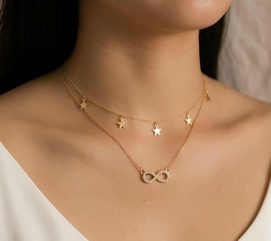 Infinity & Star Charm Necklace Set (2 Pieces)