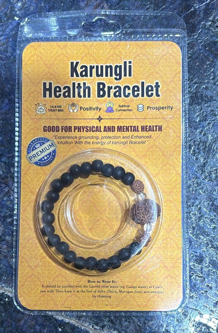 Original Karungli Health Bracelet Black Ebony Wood Karungli Bracelet Pack of 1, Ideal for Men and Women | 100% Natural Unpolished Ebony