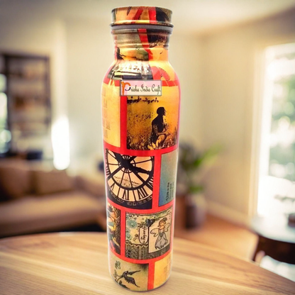 डिजिटल प्रिंटेड शुद्ध तांबे की पानी की बोतल (900ml) | प्रिशा इंडिया क्राफ्ट