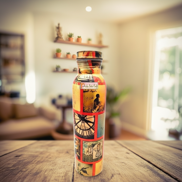 Digital printed pure copper water bottle (900ml) | PRISHA INDIA CRAFT