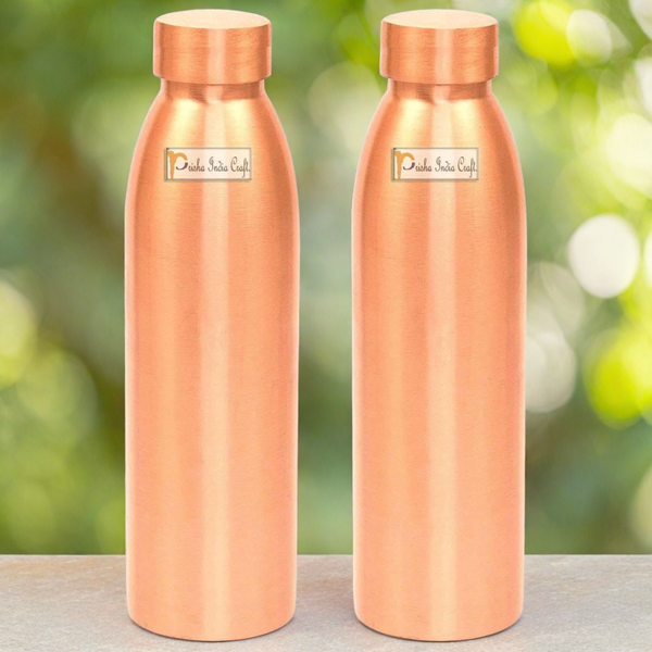 शुद्ध तांबे की पानी की बोतल (1000ml) 2 का पैक | प्रिशा इंडिया क्राफ्ट 
