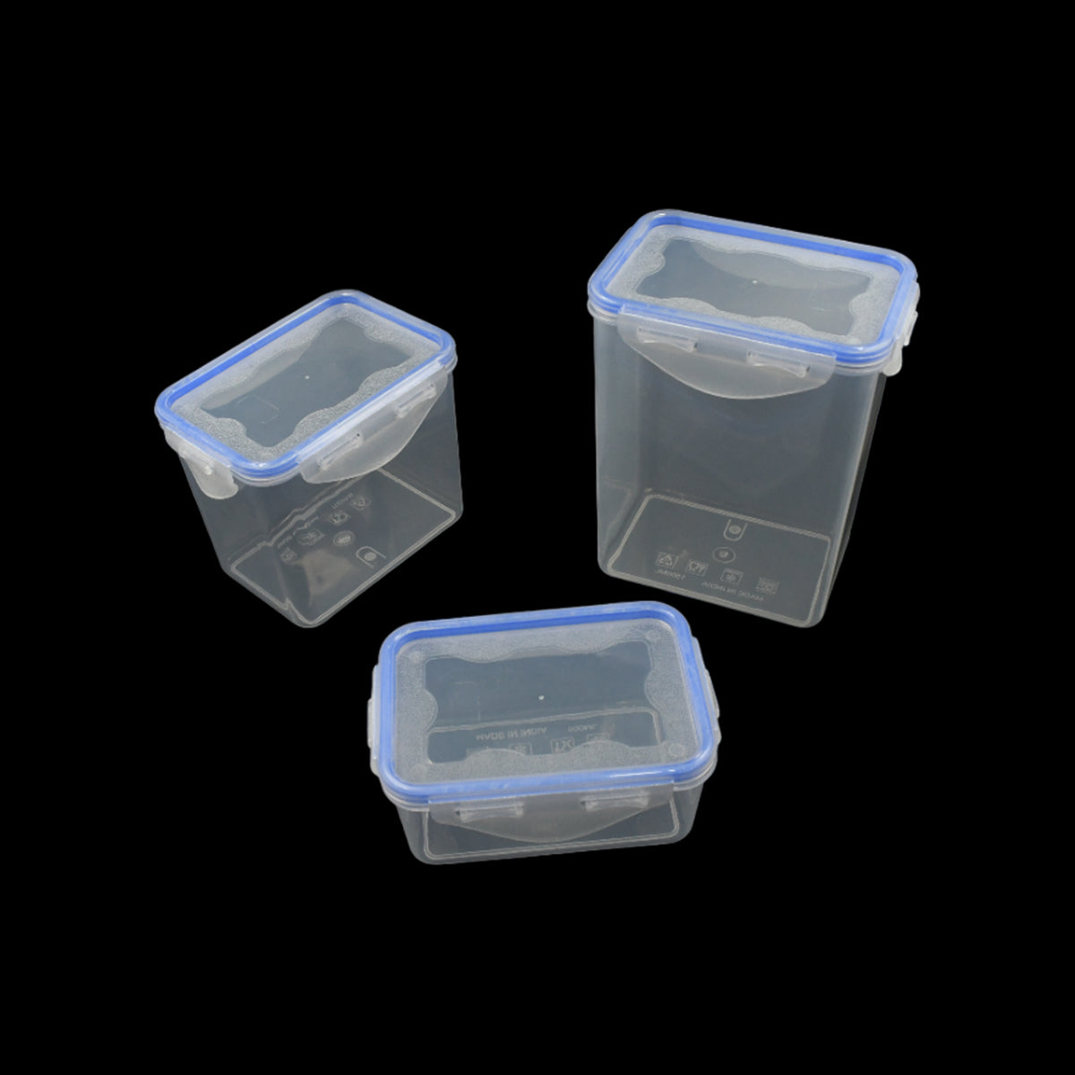 Kitchen Storage Container Set With Food Grade Plastic And Air Seal Lock Lid For Storage Of Grocery Spices Dry Fruits Use For Home Office Restaurant Canteens (3 Piece Set)