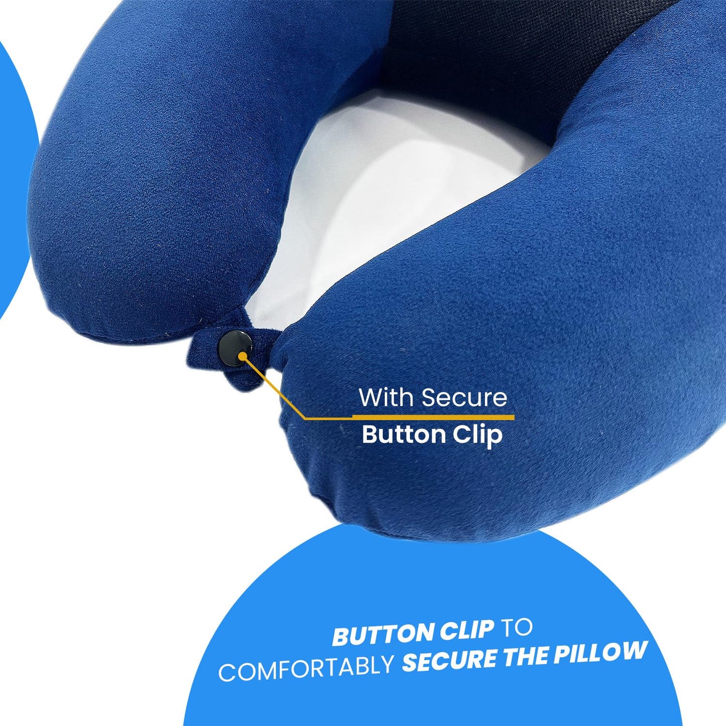 Sleepsia Velvet Memory Foam Neck Raised Travel Pillow Multipurpose (Blue)