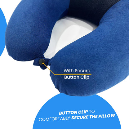 Sleepsia Velvet Memory Foam Neck Raised Travel Pillow Multipurpose (Blue)