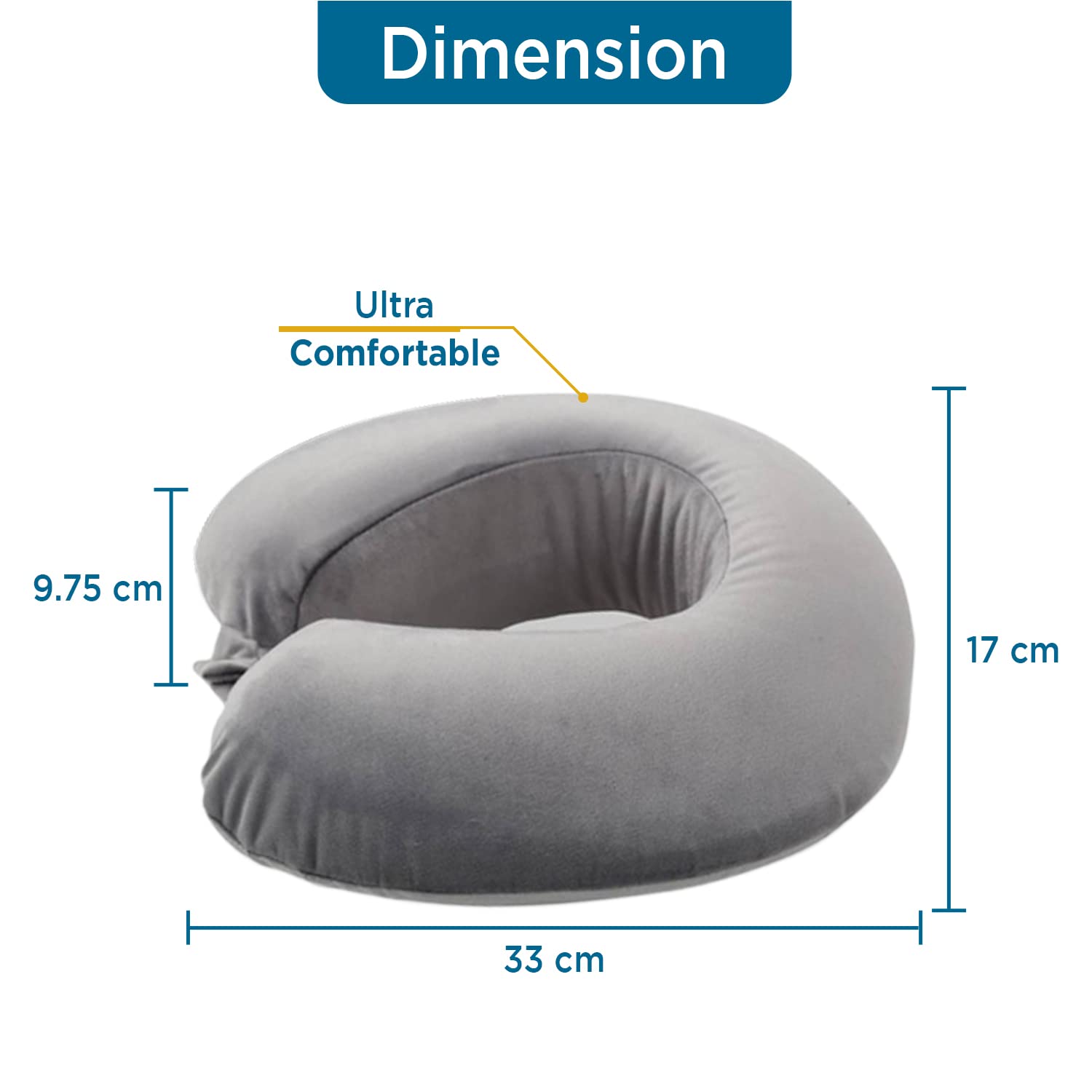 Sleepsia Velvet Memory Foam Neck Travel Pillow (Grey, Pack of 1)