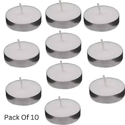 Multispace Smokeless White Wax Tea Light Candles (Pack of 10)