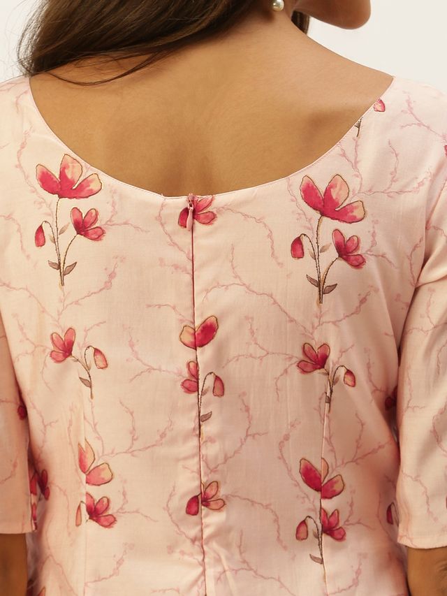Bollywood Vogue Ready To Wear Peach Chanderi Modal Satin Straight Pant Suit