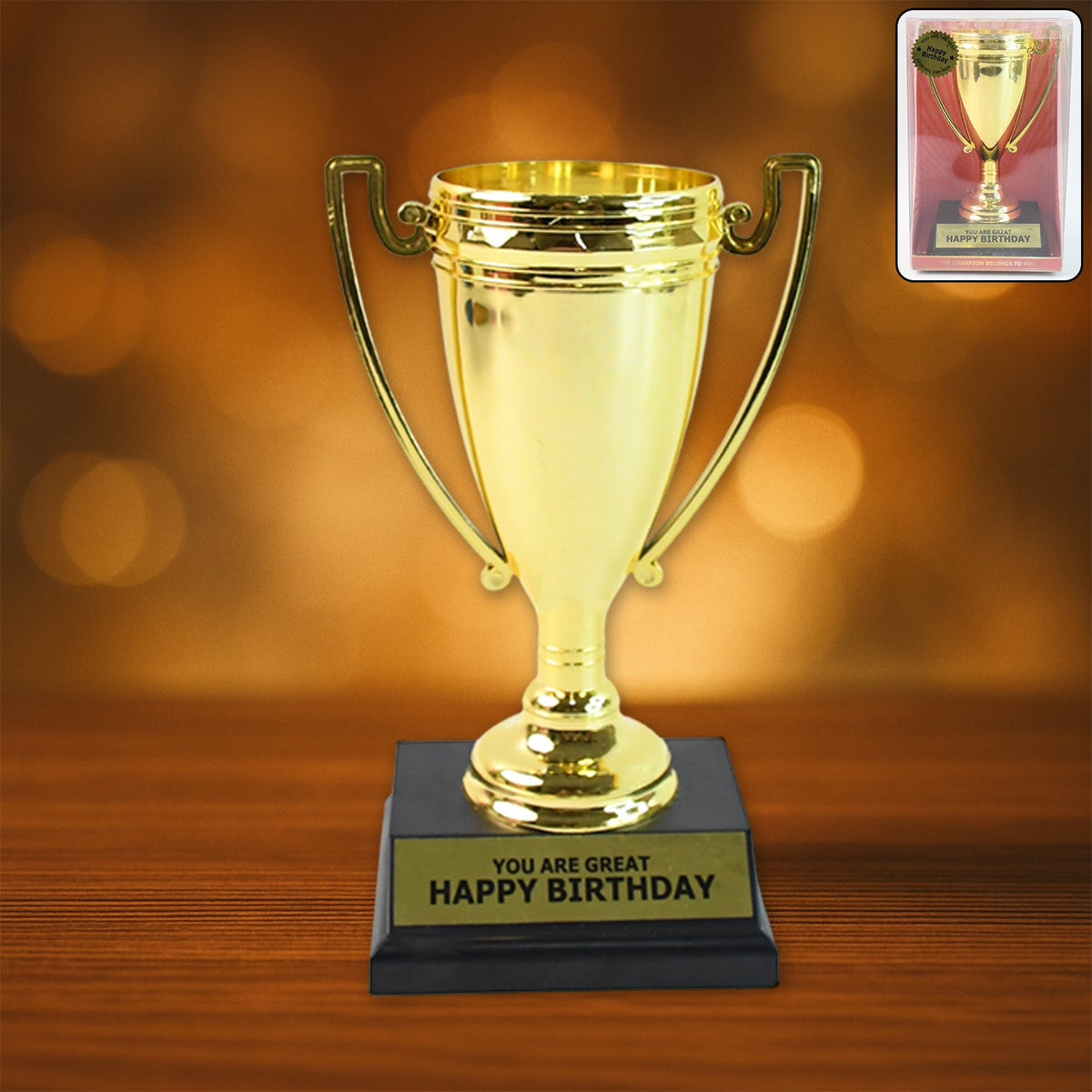 Golden Birthday Trophy  You Are Great Happy Birthday Plastic Award With Base HP DD