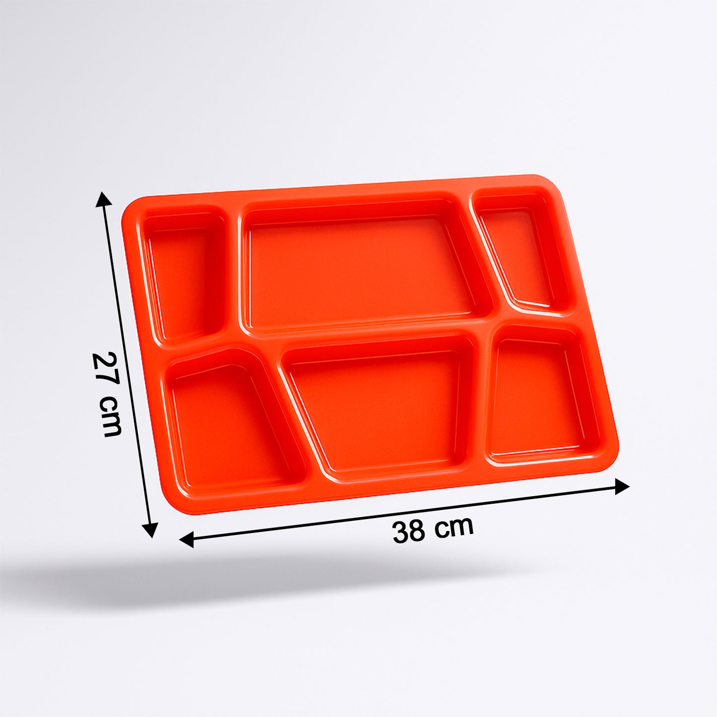 Plastic Multi-compartment Rectangular Meal Serving Tray  Plate 38x27 Cm (1 Pc  Red)
