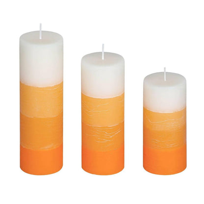 PROSPERRO LUMO by Parkash Candle Set of 3 Fragrance Pillar Candles Shade Finish (Orange - Sandalwood) - HalfPe