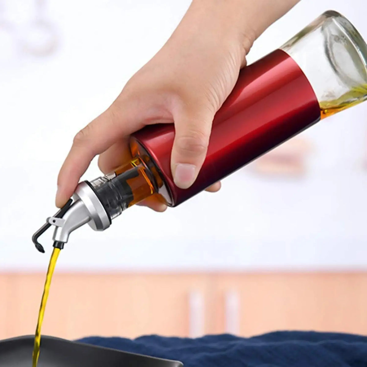 Glass Oil Dispenser With Plastic Covering Oil And Vinegar Bottle (300 Ml) HP DD