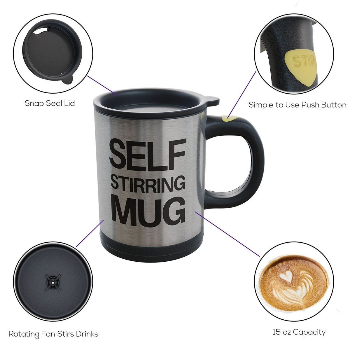 Self Stirring Mug – Automatic Mixing Cup for Coffee & Beverages (1 Pc) HP DD