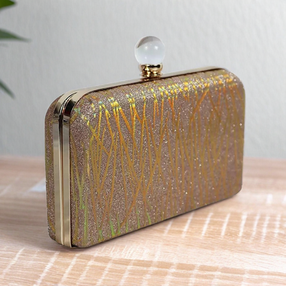 Printed Box Clutch With Chain