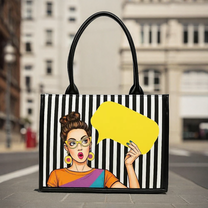 Glam Girl Houndstooth Canvas Tote