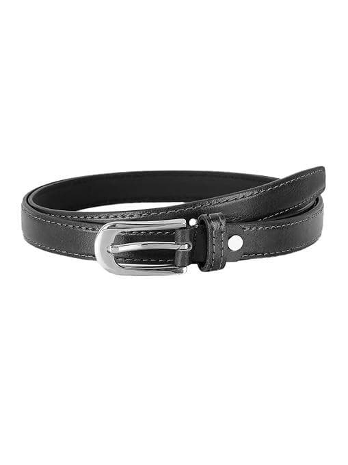 ZEVORA Women Leather Formal Belt (Black) - HalfPe