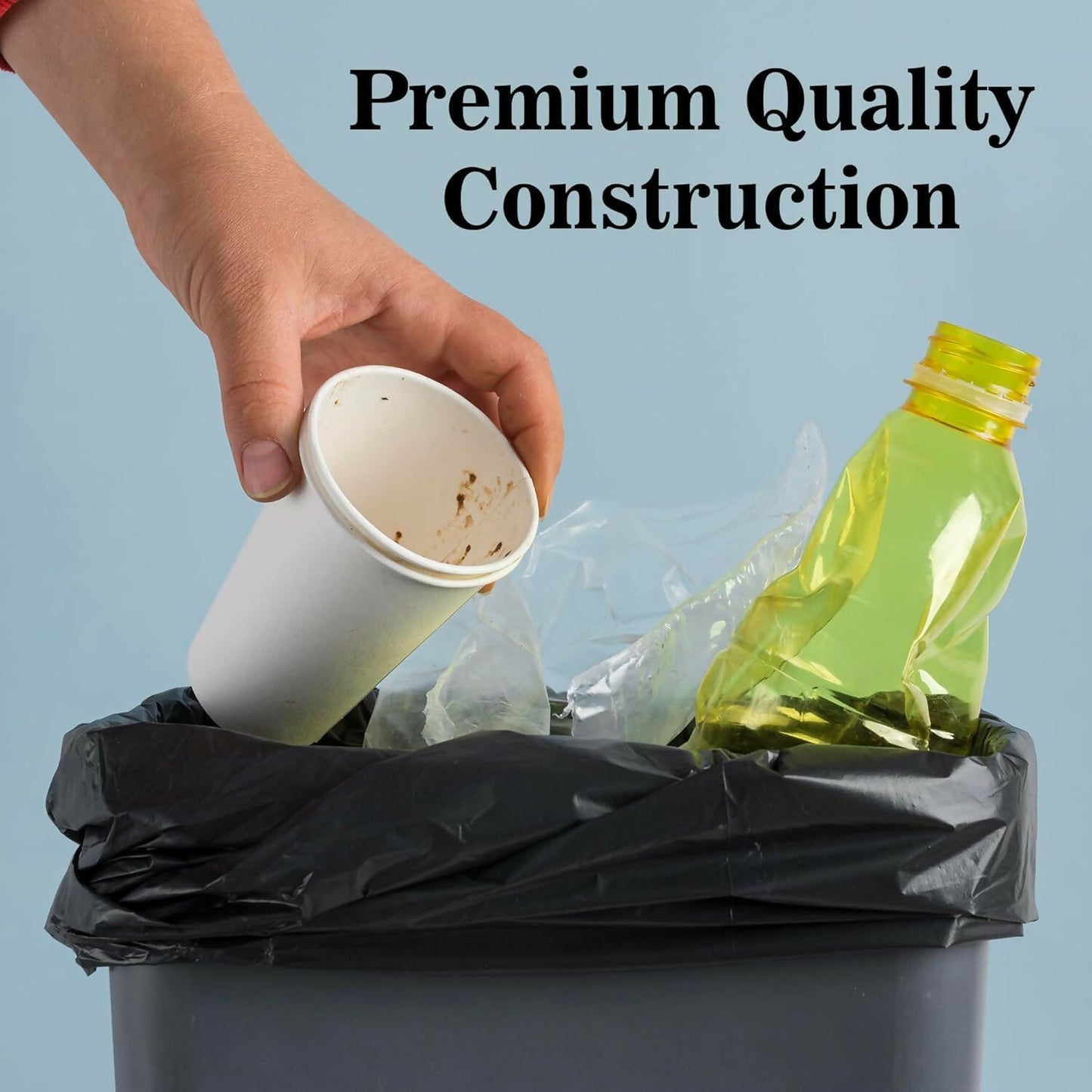 Heavy-Duty Large Black Trash Bags 55 Gallon Sturdy & Tear-Resistant Garbage Bags for Commercial, Lawn & Leaf Use (Pack of 100)