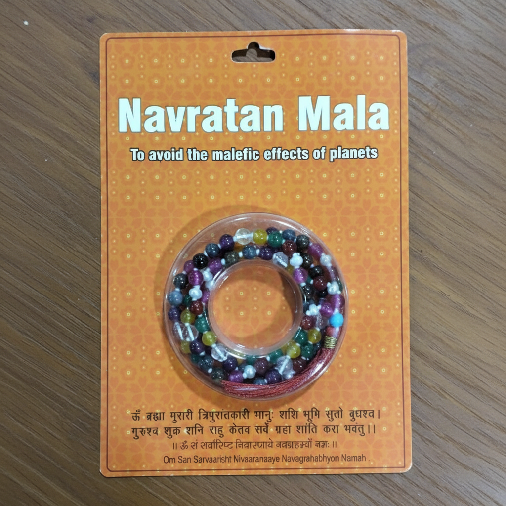 Navratan Mala (Nine Gemstone Beads) – Balance, Positivity & Spiritual Energy Necklace