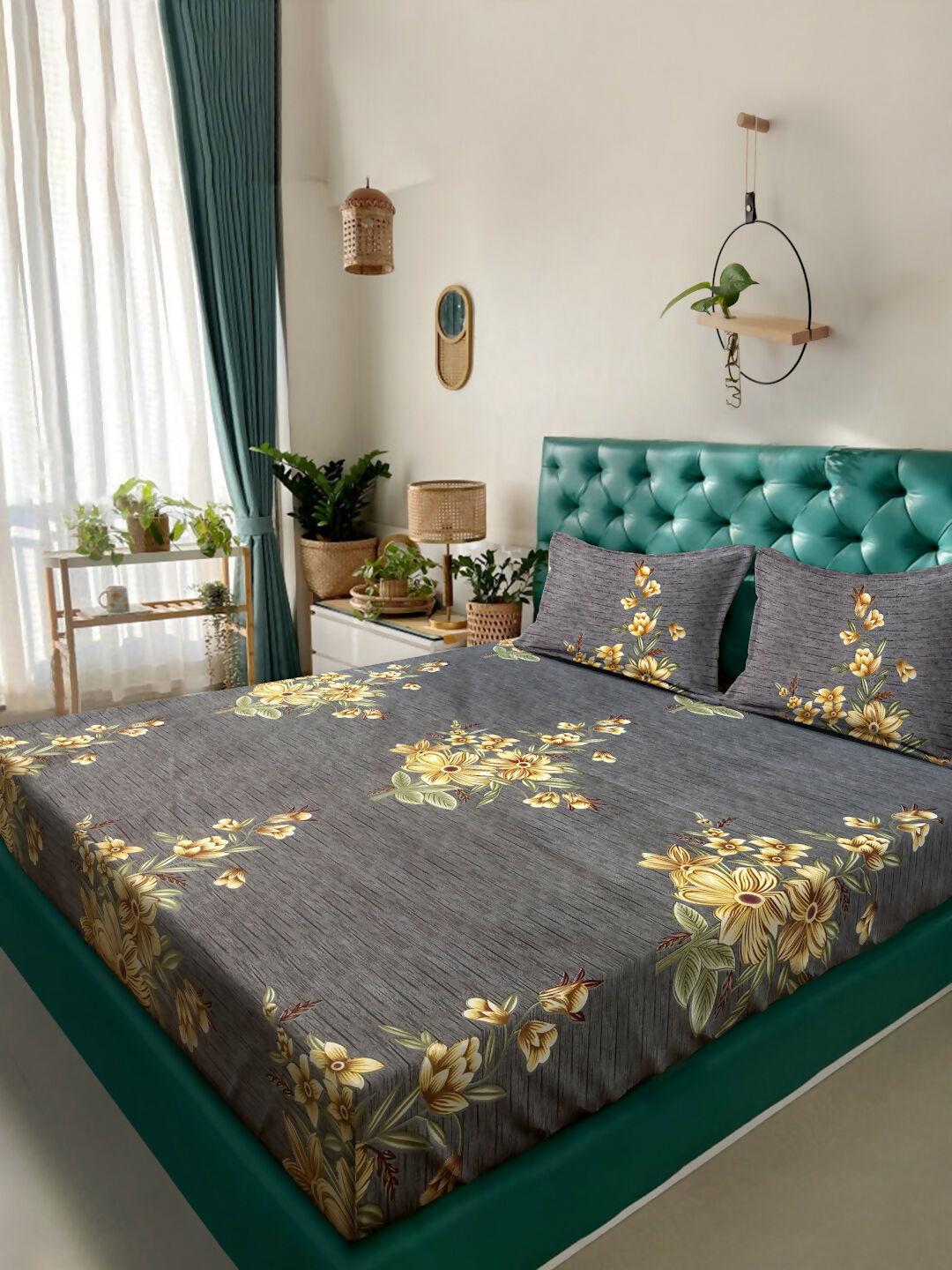 GAURA Elegant Floral Micro Polyester Double Bedsheet Set PANCHAJANYA FASHIONS