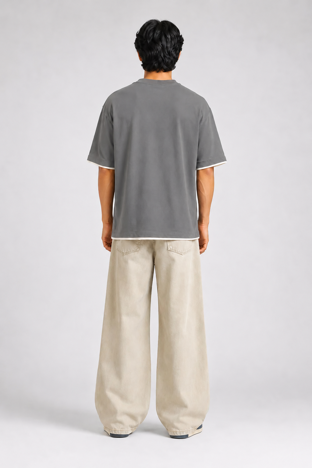 HUSTLE Men's Crew Neck Oversized Tees - Iron Gray