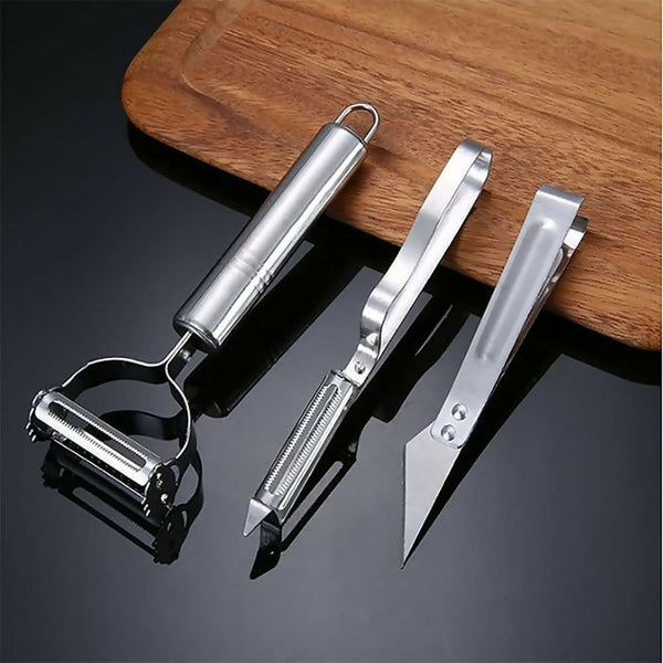 3 in 1 Vegetable Peeler Set with Stainless Steel Blades