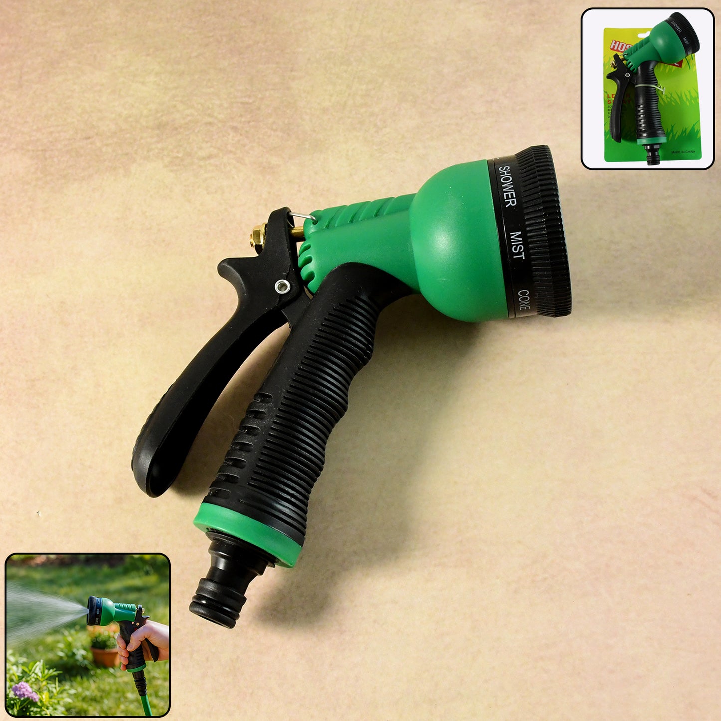 Multi-pattern Garden Hose Spray Nozzle with Trigger Control – Heavy-Duty Watering Gun for Plants(1 Pc)