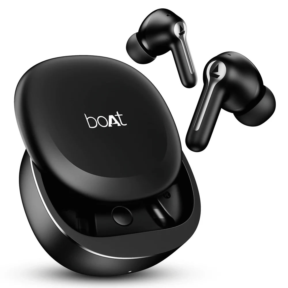 boAt Airdopes Prime 511, Volume Swipe Controls, 50H Battery, 4Mics ENx, App Support Bluetooth (Active Black, True Wireless) Halfpe Deals