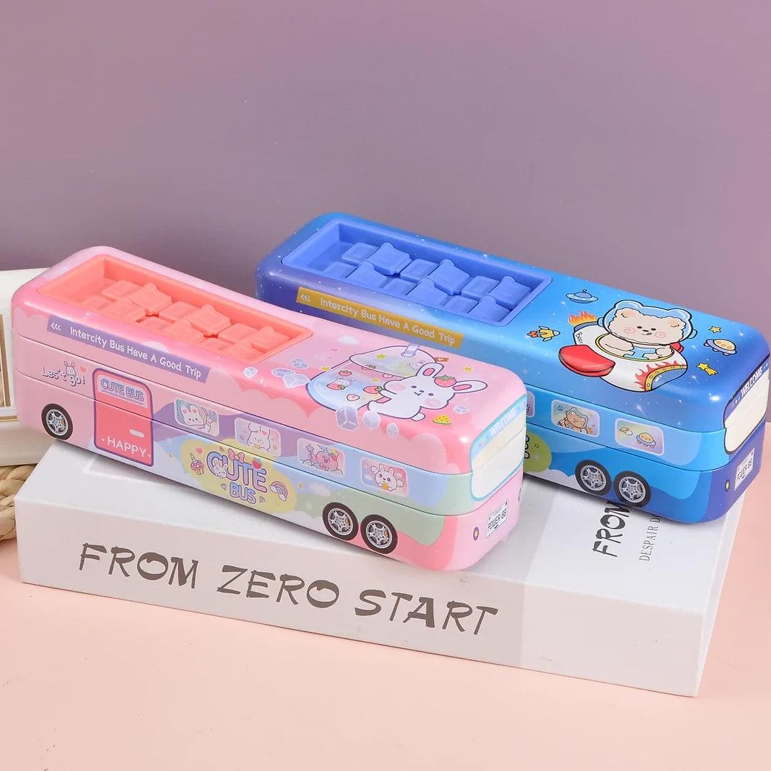 Classy And Fancy space Bus Pencil Box (Blue) - HalfPe