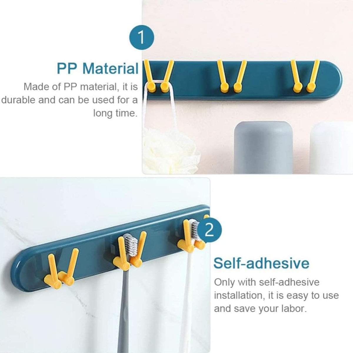 4702 Toothbrush Holder Plastic Bathroom Accessories Organizer Wall Mounted Hanging Mount Shelf  Hooks (1pc) HP DD